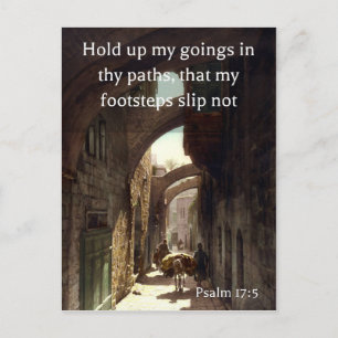 Psalm 17:5 på ett gammalt foto av Via Dolorosa Vykort