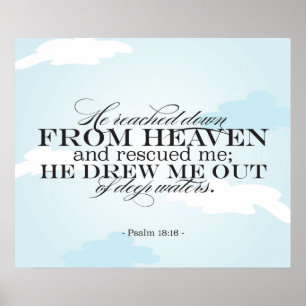 Psalm 18:16 - Bibelskrift Poster