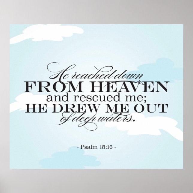 Psalm 18:16 - Bibelskrift Poster (Framsidan)