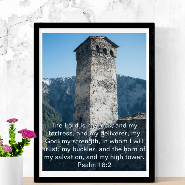 Psalm 18:2 Herren är min klippa KJV Bibel Väggkons Poster (Psalm 18:2 The Lord is my Rock KJV Bible Wall Art)