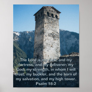 Psalm 18:2 Herren är min Sten KJV Bible Wall Art Poster