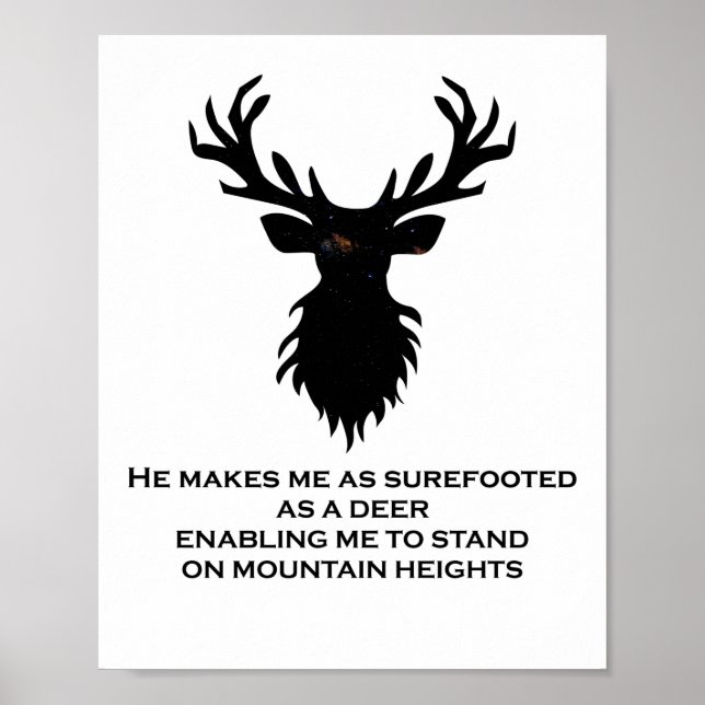 Psalm 18:33 Bible Verse Hjort Galaxy Poster (Framsidan)