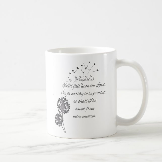 Psalm 18 Bible Verse-anrop mot Lord Dandelion Kaffemugg (Höger)