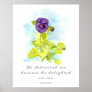 Psalm 18 Skriftställe Han Frälste Mig Lila Styvkul Poster