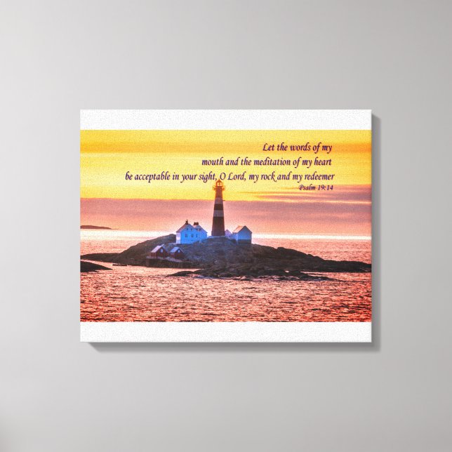 Psalm 19:14 Låt Orden av min mun och... Canvastryck (Framsida)