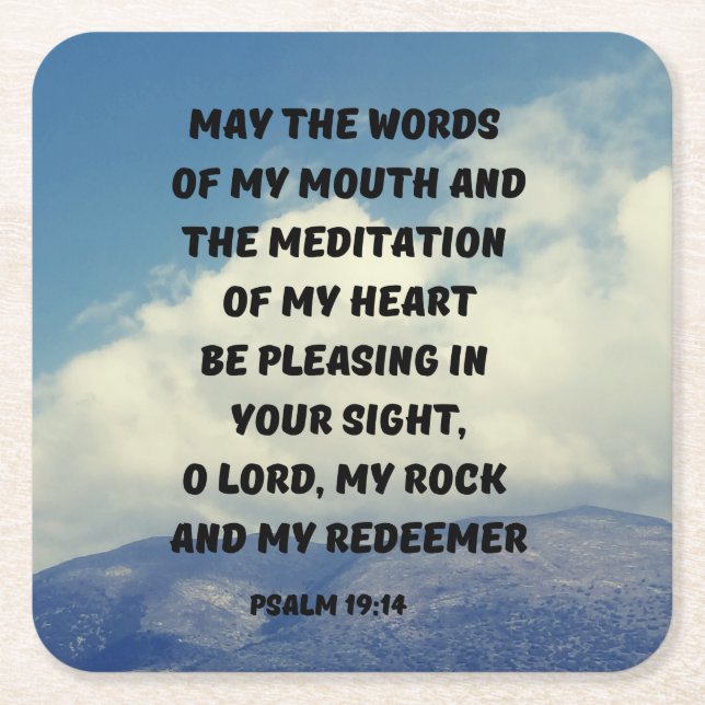 Psalm 19:14 maj Ord av min mun Underlägg Papper Kvadrat (Framsidan)