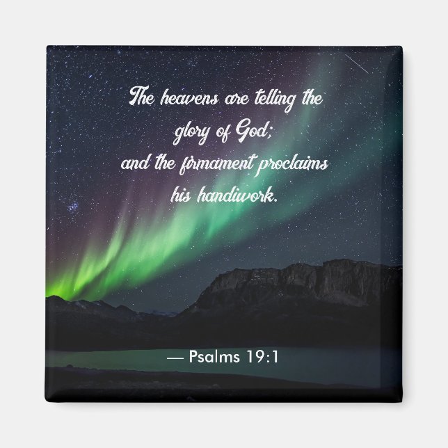 Psalm 19:1 Aurora Borealis and Stars Magnet (Framsidan)