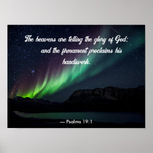 Psalm 19:1 Aurora Borealis and Stars Poster