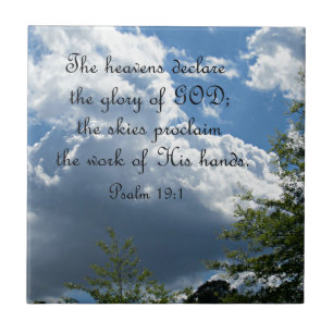 Psalm 19:1 Havens förklarar Guds ära. Kakelplatta