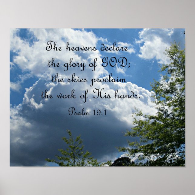 Psalm 19:1 Havens förklarar Guds ära. Poster (Framsidan)
