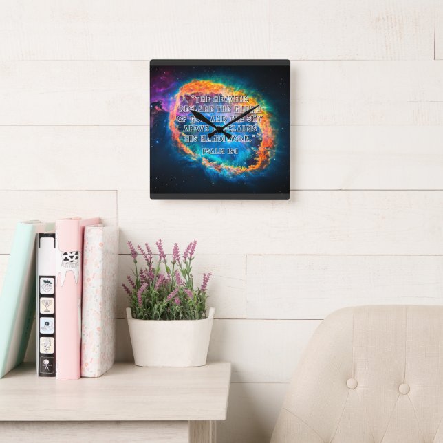 Psalm 19:1 Heavens som förklarar Guds härlighet Fyrkantig Klocka (Läsesal)