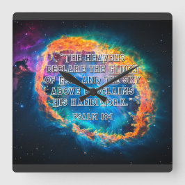 Psalm 19:1 Heavens som förklarar Guds härlighet Fyrkantig Klocka