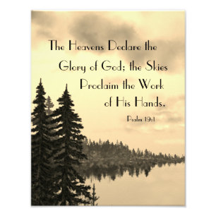 Psalm 19:1 Peacnice Sunset Sjö Sepia Painting Fototryck
