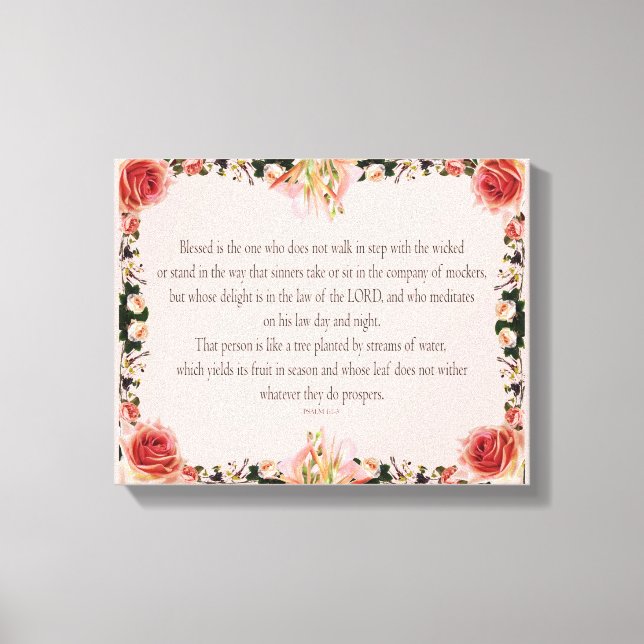 PSALM 1:1-3 Botanic Design, Canvastryck (Framsida)