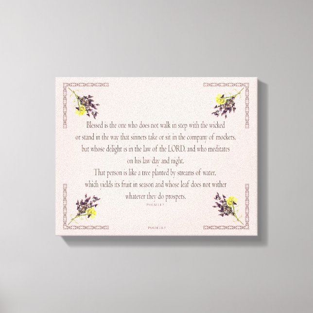 PSALM 1:1-3 Botanic Design, Canvastryck (Framsida)