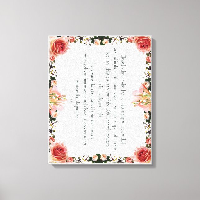 PSALM 1:1-3 Botanic Design, Canvastryck (Framsida)