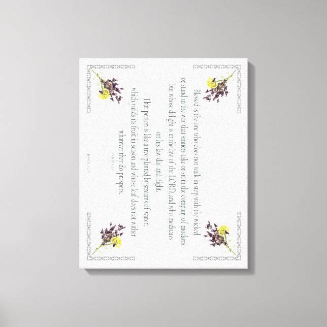 PSALM 1:1-3 Botanic Design, Canvastryck (Framsida)