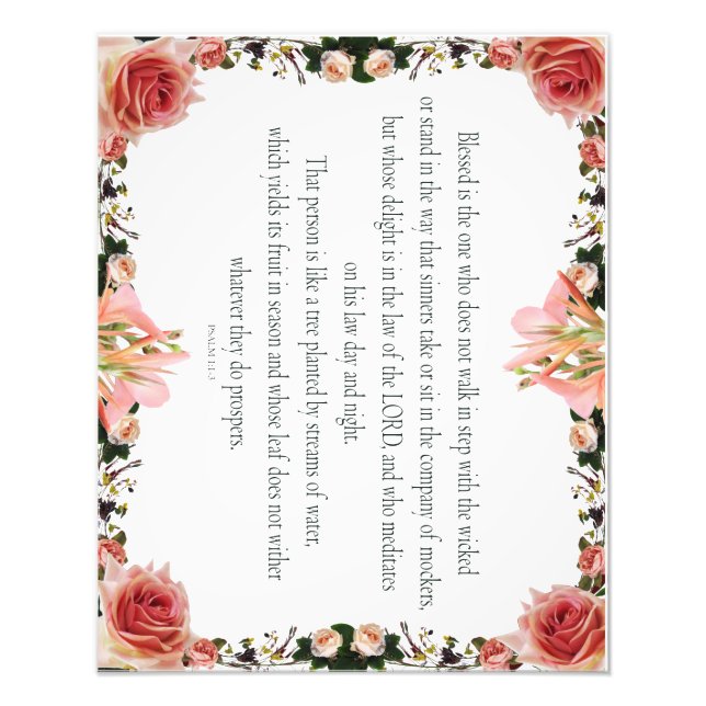 PSALM 1:1-3 Botaniskt mönster, Fototryck (Framsidan)