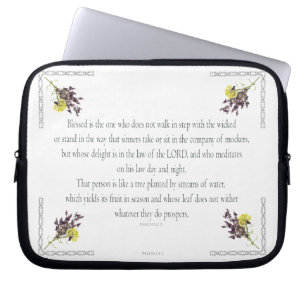 PSALM 1:1-3 Botaniskt mönster, Laptop Fodral
