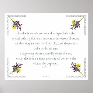 PSALM 1:1-3 Botaniskt mönster, Poster