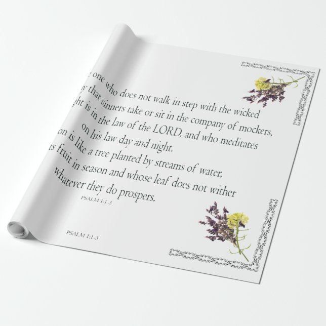 PSALM 1:1-3 Botaniskt mönster, Presentpapper (Utrullad)