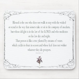 Psalm 1-1-3, gå inte i steg med Sinners. Musmatta
