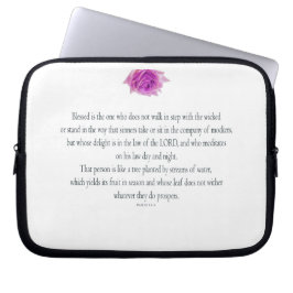 PSALM 1:1-3 med Lila Flower Laptop Fodral