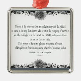 Psalm 1 Art - Märk högtstående med Blommigt design Julgransprydnad Metall