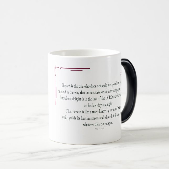 Psalm 1 Art - Märk högtstående med Blommigt design Magisk Mugg (Framsida höger)