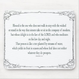 Psalm 1 Art - Märk högtstående med Blommigt design Musmatta
