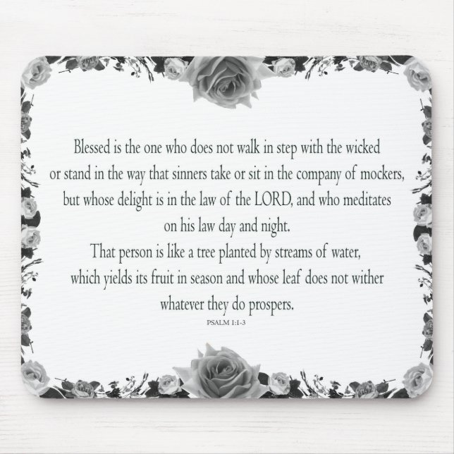 Psalm 1 Art - Märk högtstående med Blommigt design Musmatta (Framsidan)