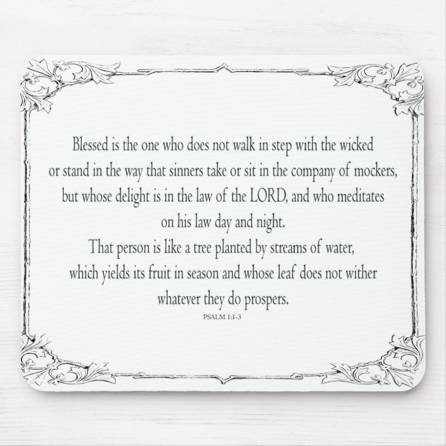 Psalm 1 Art - Märk högtstående med Blommigt design Musmatta (Framsidan)