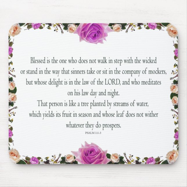 Psalm 1 Art - Märk högtstående med Blommigt design Musmatta (Framsidan)