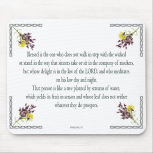 Psalm 1 Art - Märk högtstående med Blommigt design Musmatta