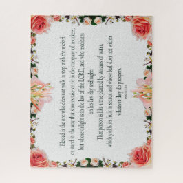 Psalm 1, Blommigt Gräns, Olja, välsignad är den. Pussel