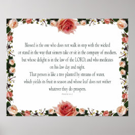 Psalm 1, Flower gräns Colorful Poster