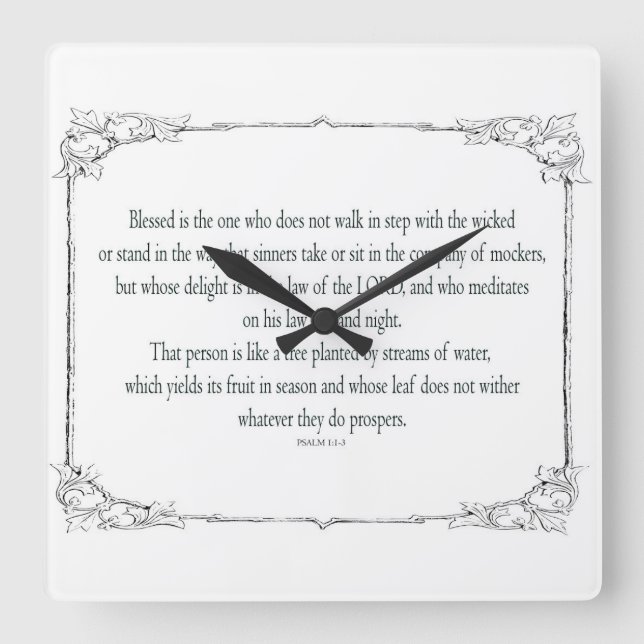 Psalm 1 går inte i takt med den onda. fyrkantig klocka (Framsida)