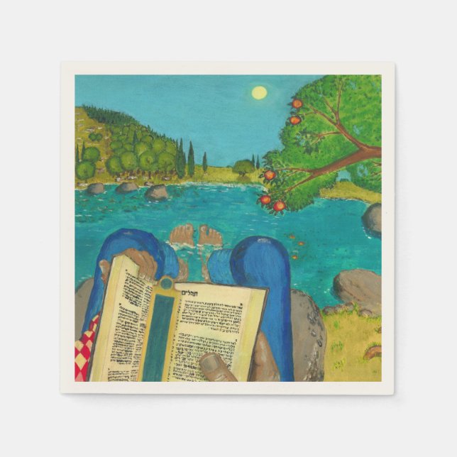 Psalm 1 i hebreiska bibeljudar, kristna målningar pappersservett (Framsidan)