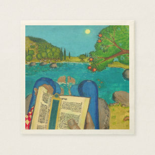 Psalm 1 i judiska kristna målningar för hebréis pappersservett