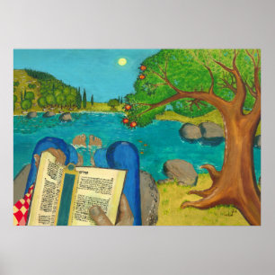 Psalm 1 i judiska kristna målningar för hebréis poster