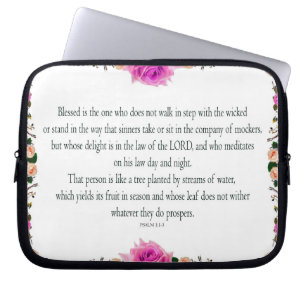 Psalm 1, i Lagen om Herre,Lila Flower Gräns Laptop Fodral