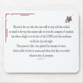 Psalm 1 Konst - Salig Rättfärdig med Blommig Desig Musmatta