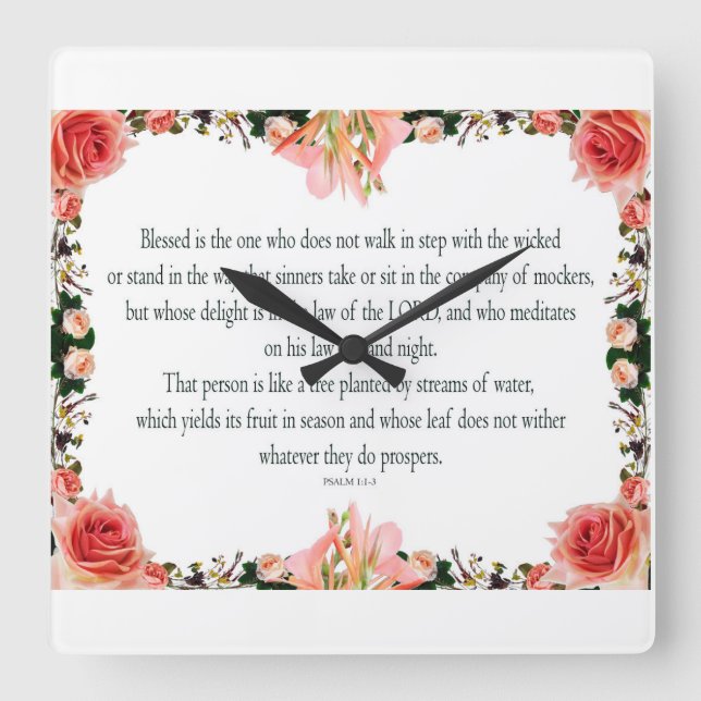 Psalm 1, Lag dag och natt, ger frukt. Fyrkantig Klocka (Framsida)