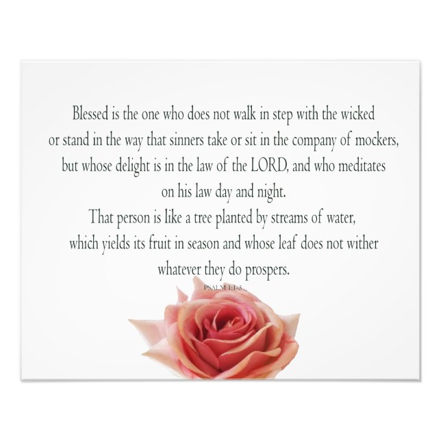 Psalm 1, Lag dag och natt, Vatten Streams. Fototryck (Framsidan)