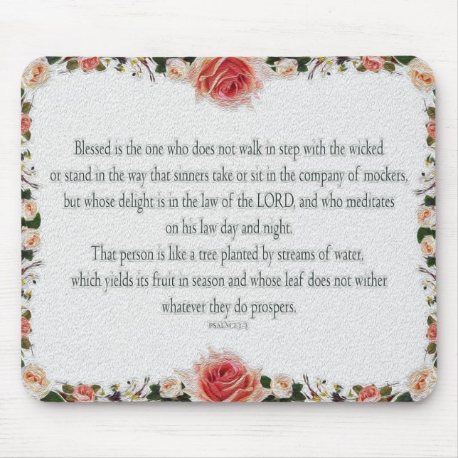 Psalm 1, Lag dag och natt, Vatten Streams. Musmatta (Framsidan)