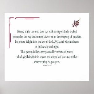 Psalm 1, Lag dag och natt, Vatten Streams. Poster