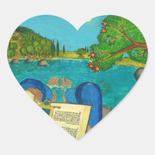 Psalm 1 - Man läser Psalm 1 i Hebrew Bible Hjärtformat Klistermärke