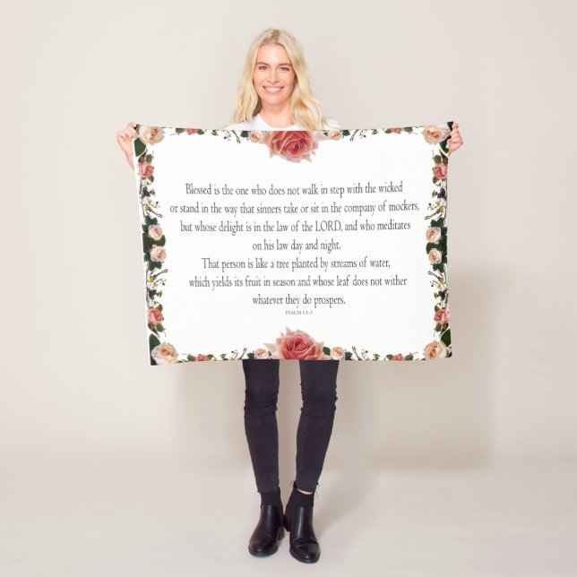 Psalm 1 med Flower Gräns Fleecefilt (På plats)