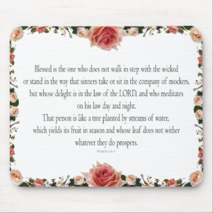 Psalm 1 med Flower Gräns Musmatta