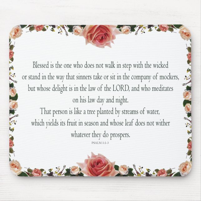 Psalm 1 med Flower Gräns Musmatta (Framsidan)